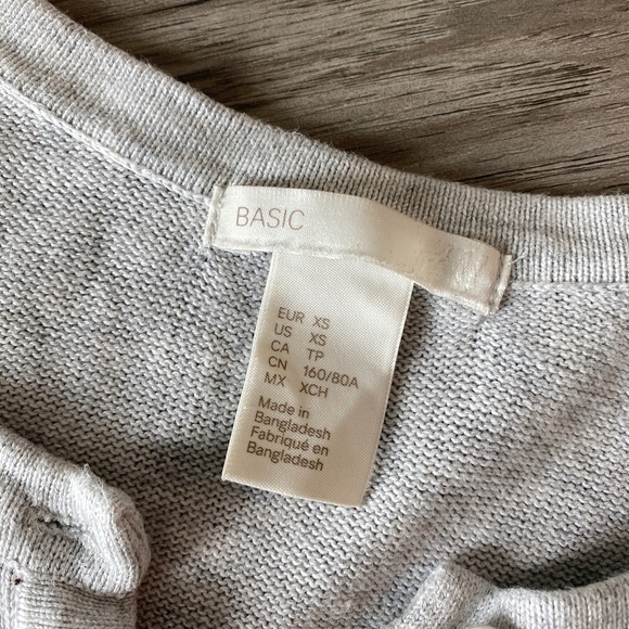 H&M Fine-knit Basic Cotton Cardigan Light Grey Marl Size XS - Picture 2 of 8
